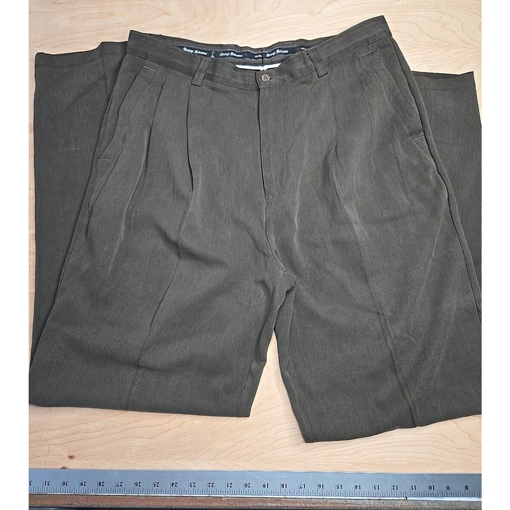 Tommy Bahama Relax Pants 36 Brown Silk/Cotton Pleated Front Slacks